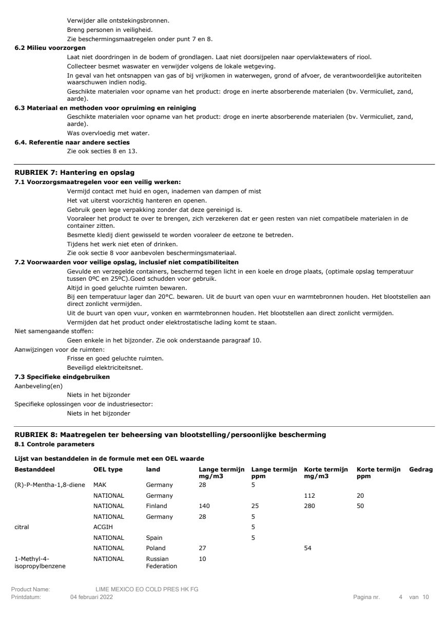 Essentiële Olie Limoen afbeelding van document #4, label