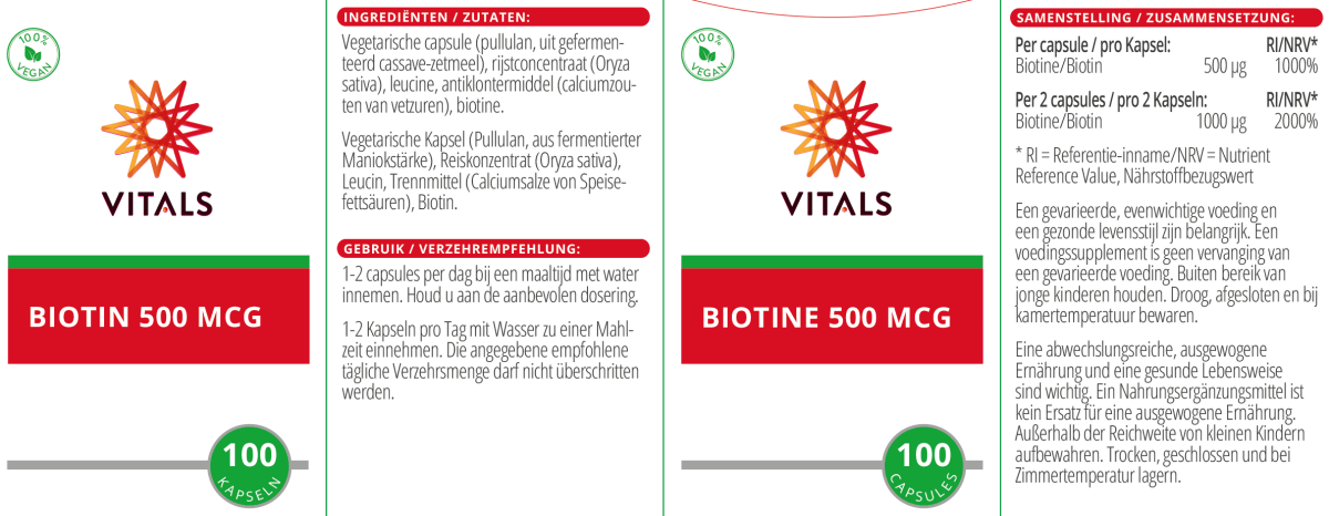 Biotine 500mcg Capsules afbeelding van document #1, label