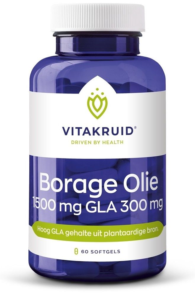 Vitakruid Borage Olie 1500mg GLA 300mg uit plantaardige bron 60SG