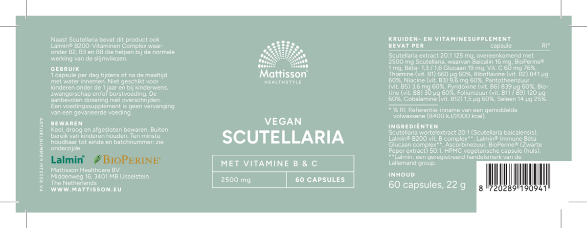 Scutellaria 2500mg Capsules afbeelding van document #1, label