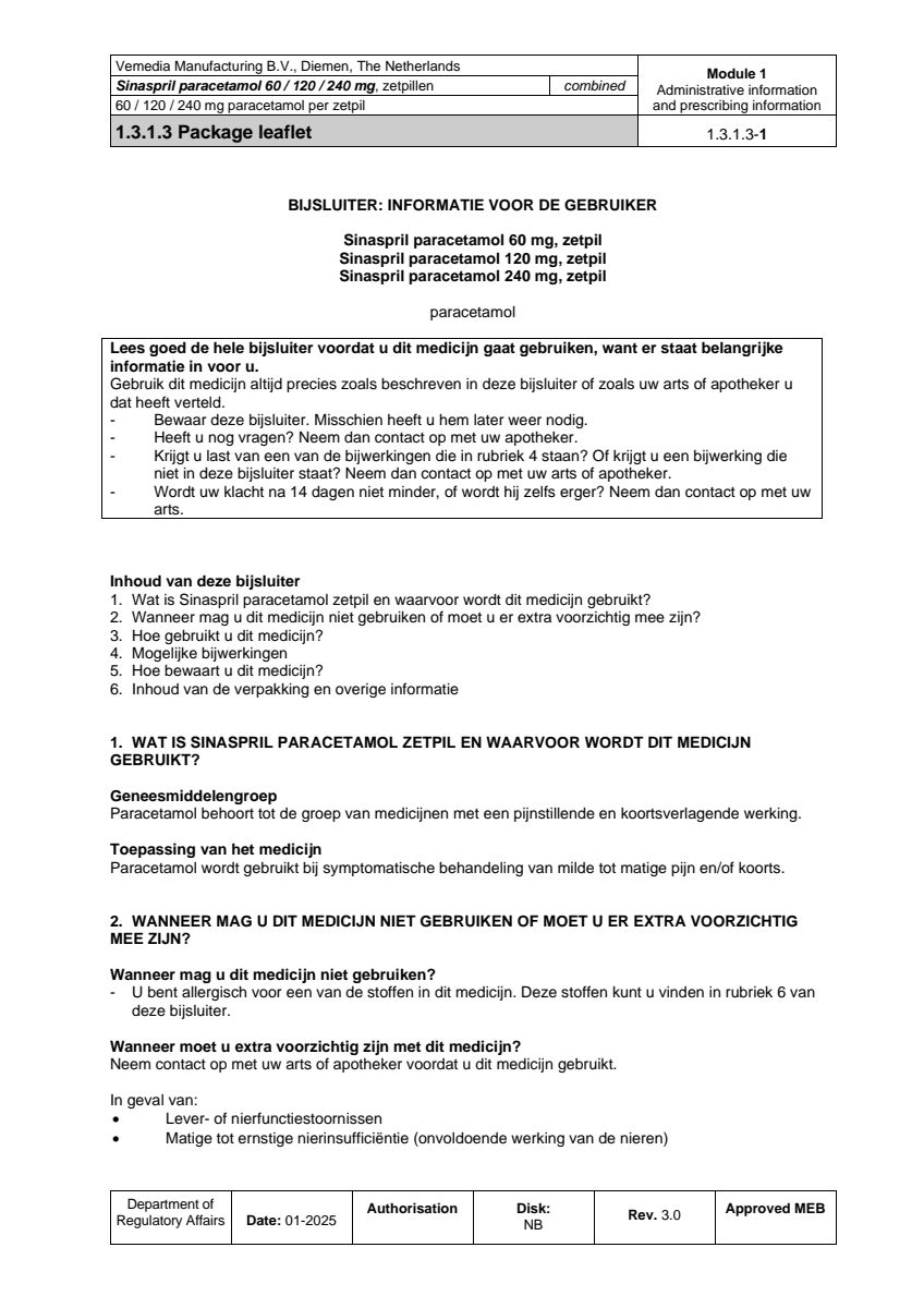 Paracetamol 240mg Zetpillen afbeelding van document #1, leaflet