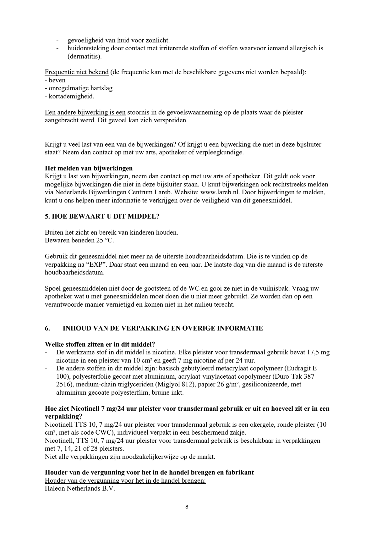 Pleisters Combi voor zware roker - 21 mg + 14 mg + 7 mg - afbeelding van document #8, leaflet