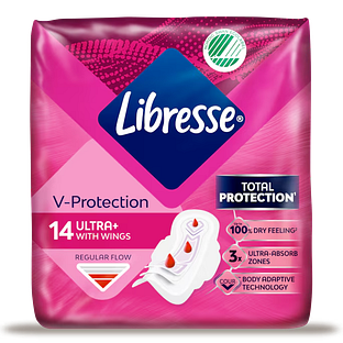Libresse V-Protection Ultra Thin Normal Wings Maandverband 14ST