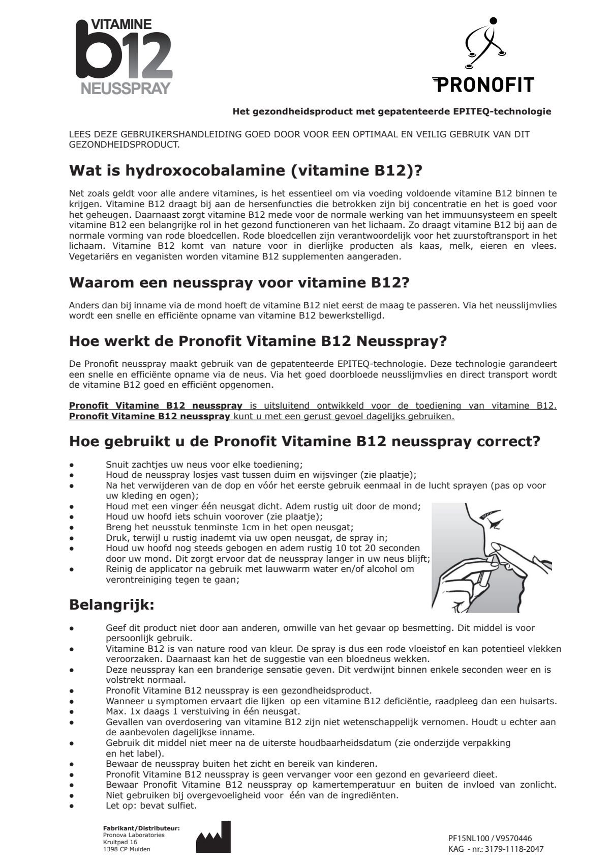 Vitamine B12 Neusspray afbeelding van document #1, instructions
