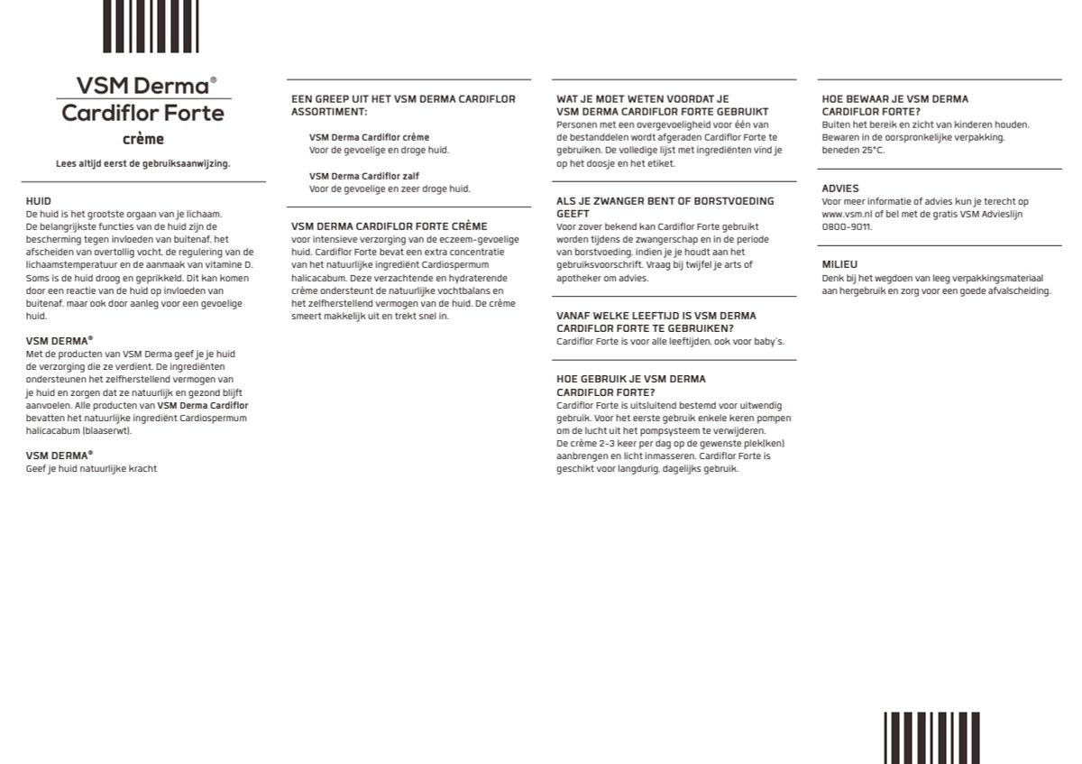 Derma Cardiflor Forte Crème - Voor intensieve huidverzorging, ook voor de eczeem-gevoelige huid afbeelding van document #1, instructions