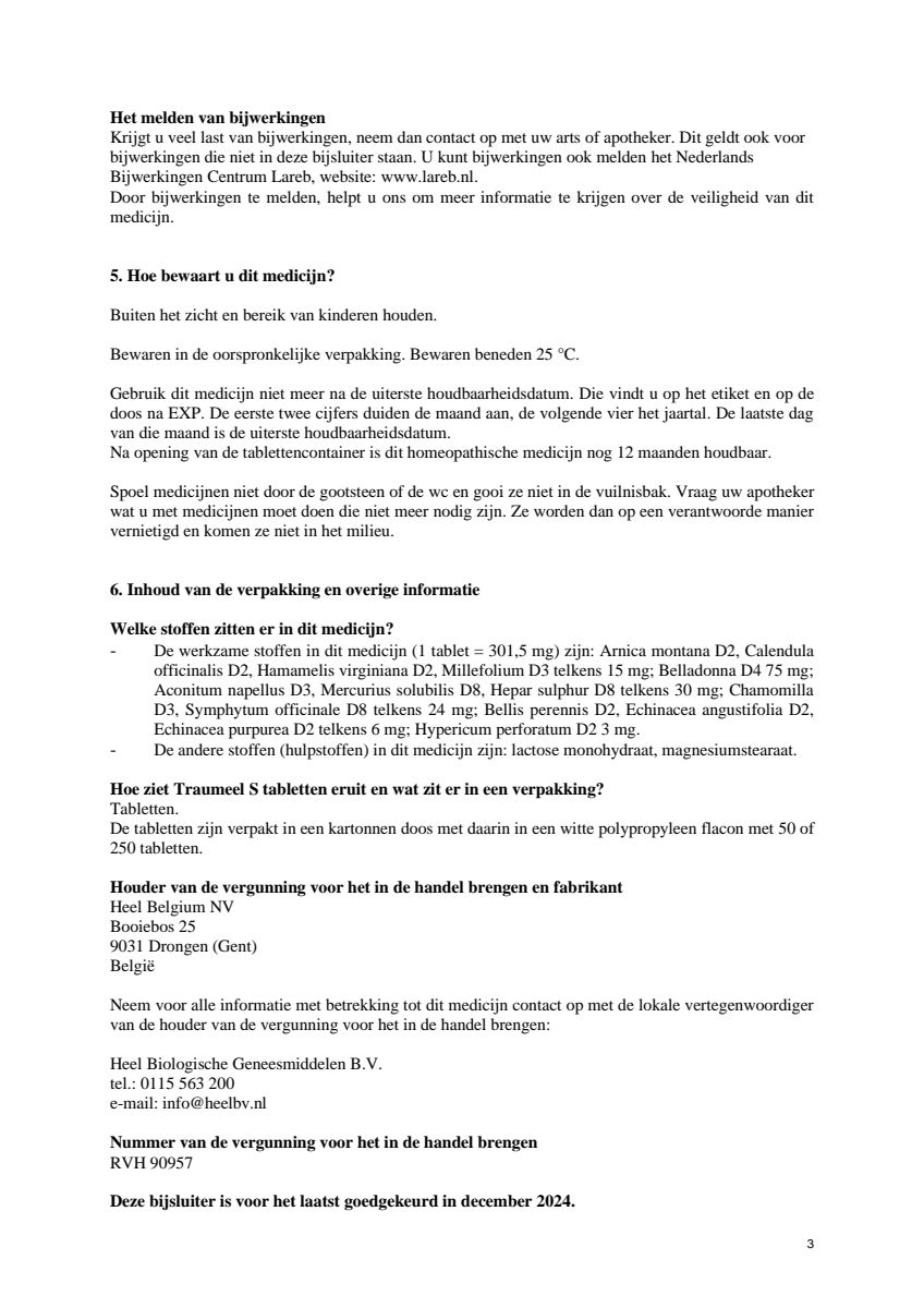 Traumeel S afbeelding van document #3, leaflet