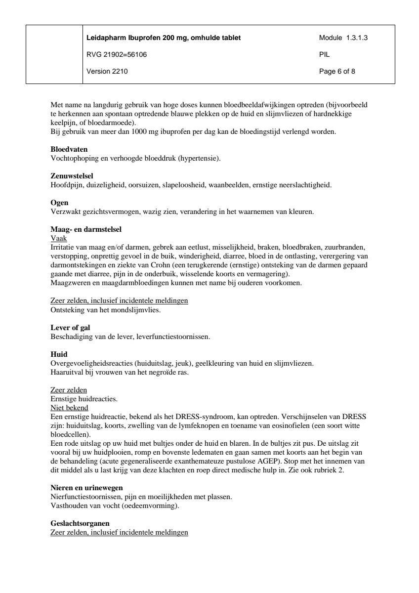 Ibuprofen 200mg Tabletten afbeelding van document #6, leaflet