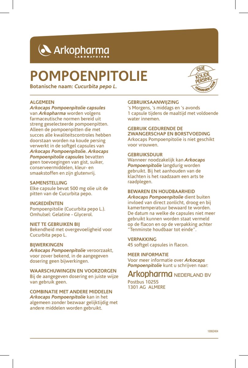Pompoenpitolie Capsules afbeelding van document #1, instructions