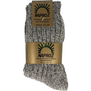 Naproz Noorse Sokken 35-38 Grijs 2PR Naproz Noorse Sokken 35-38 Grijs 2PR