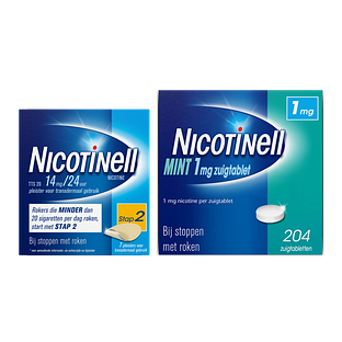 Nicotinell Combineer Pleister 14 mg (7st) en Zuigtablet Mint 1 mg (204st) - 2 Stuks