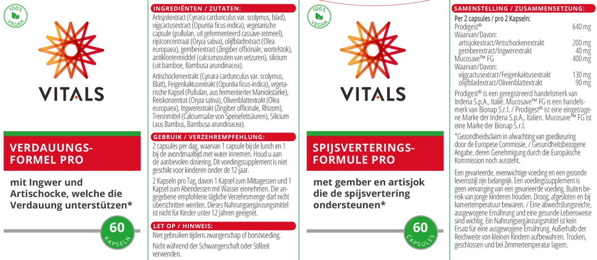 Spijsverteringsformule Pro Capsules afbeelding van document #1, label