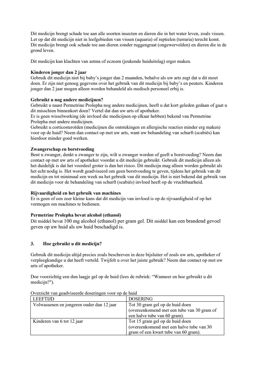 Permetrine 50mg/g Gel afbeelding van document #2, leaflet