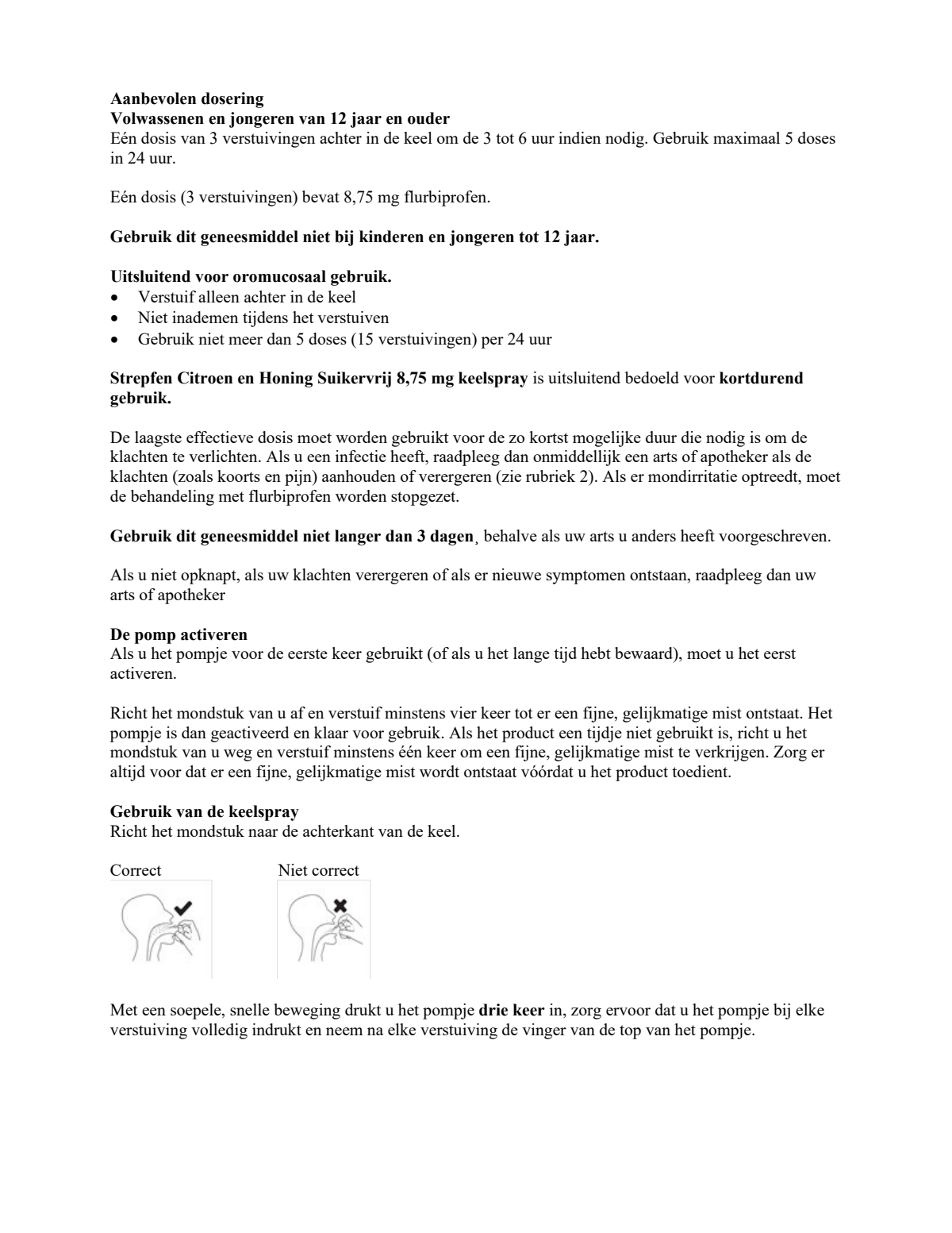 Citroen en Honing Suikervrij 8,75mg Keelspray afbeelding van document #4, leaflet