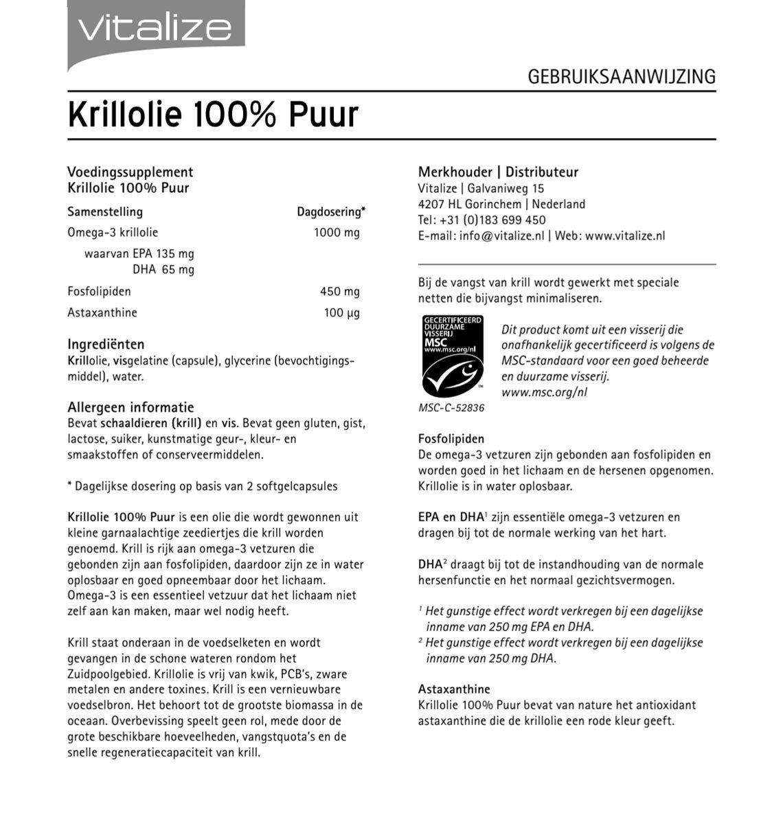 Krillolie 100% Puur Capsules afbeelding van document #1, instructions