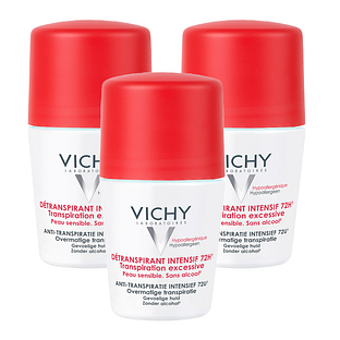 Vichy Deodorant Overmatige Transpiratie Roller 72h - Multiverpakking 3x50ML