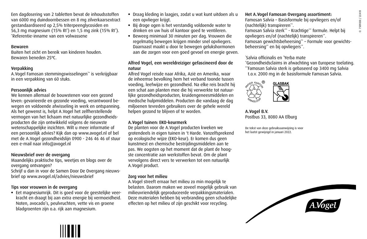 Famosan Overgang Totaal Tabletten afbeelding van document #2, instructions