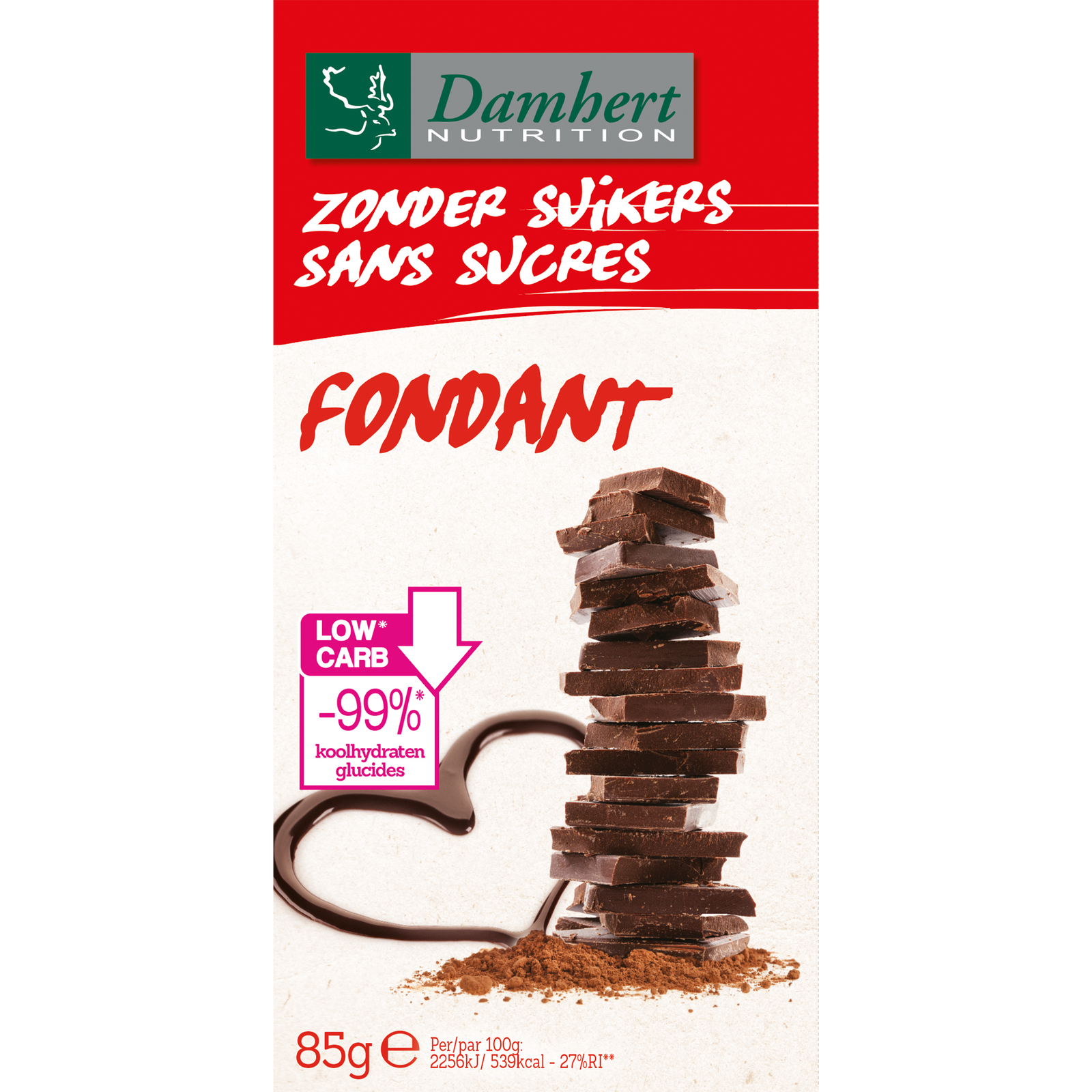 Damhert Zonder Suikers Chocoladetablet Fondant afbeelding