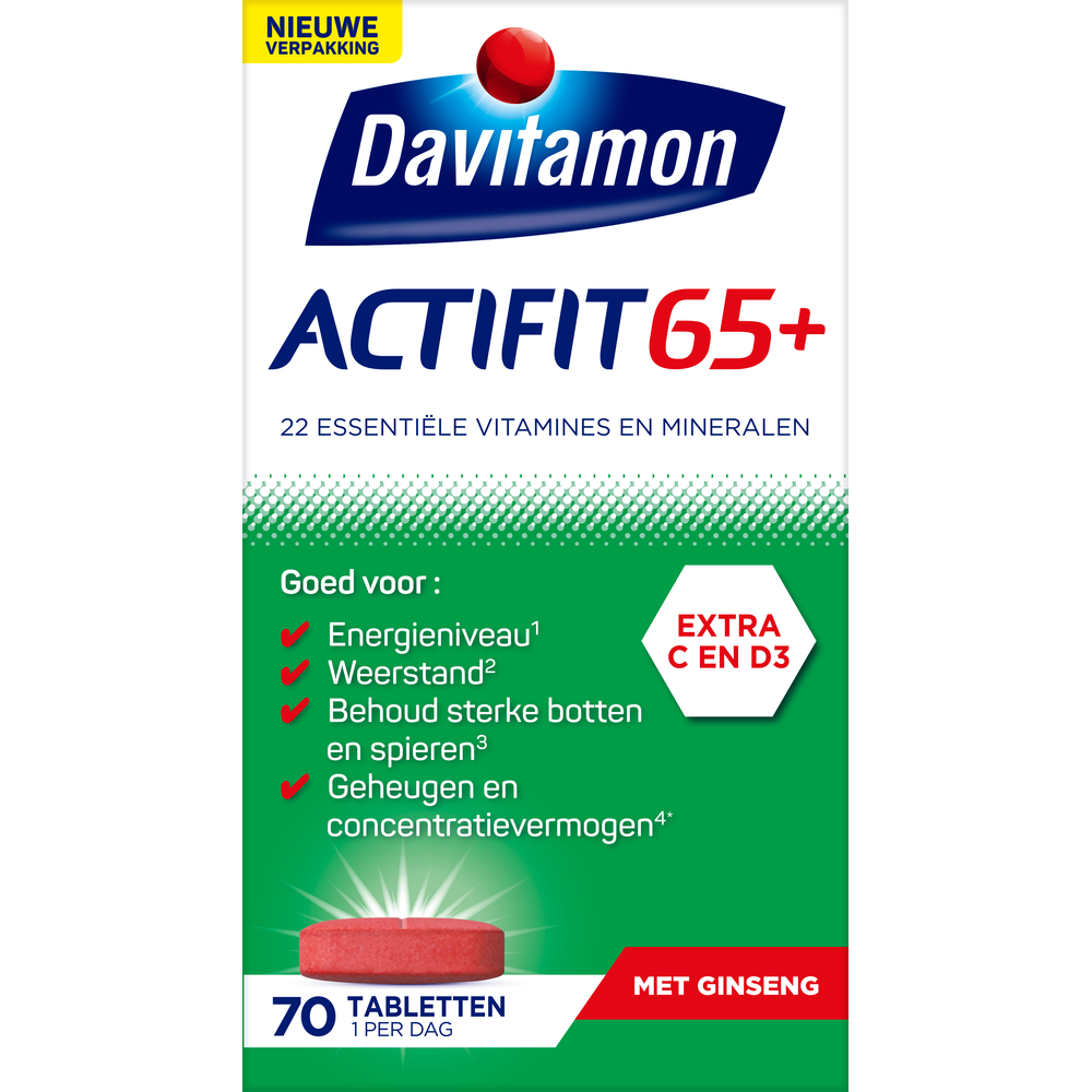 Davitamon Actifit 65 Plus Ginseng Tabletten 70TB
