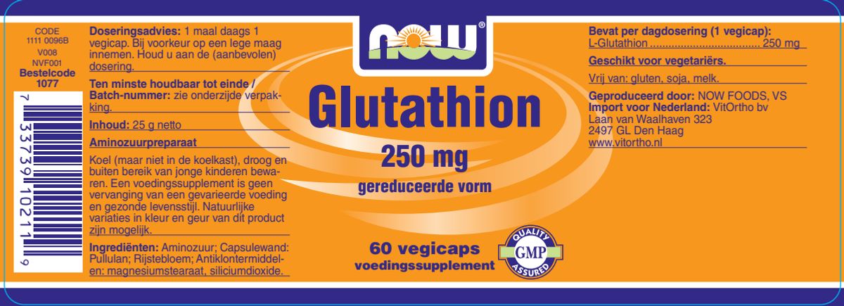 Glutathion 250mg Capsules afbeelding van document #1, label