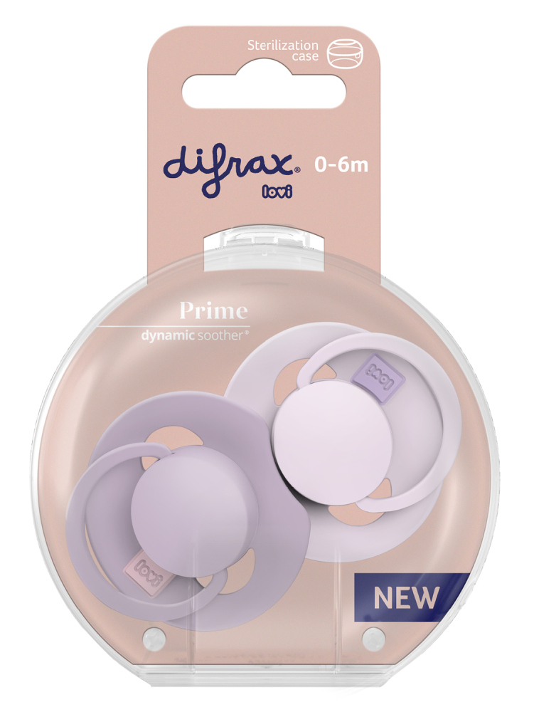 Difrax LOVI Prime Pacifier 0-6 Months - Lilac/Violet afbeelding