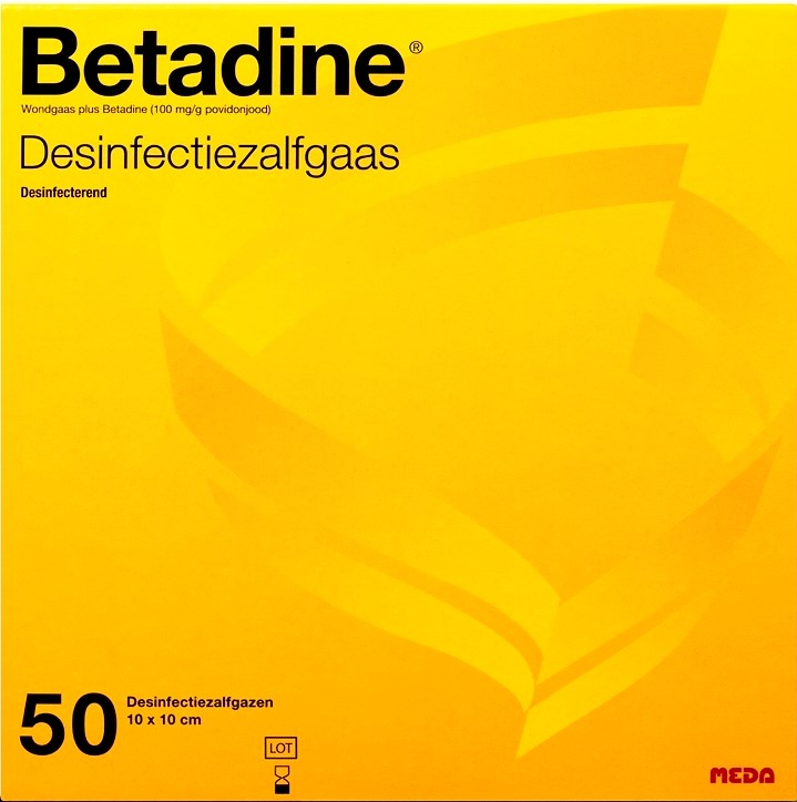 Betadine Desinfectie Zalfgaas 10x10cm afbeelding
