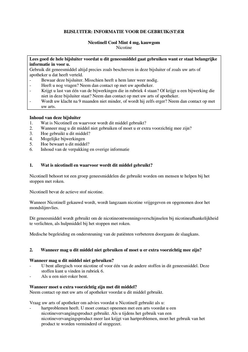 Kauwgom Cool Mint 4mg -  voor stoppen met roken afbeelding van document #1, leaflet