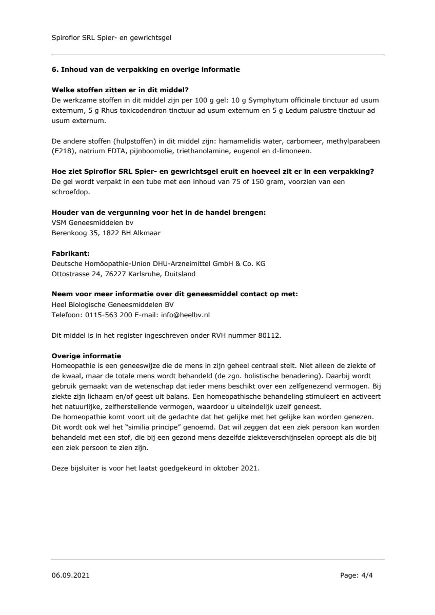 Spiroflor SRL Gel Tube afbeelding van document #4, leaflet