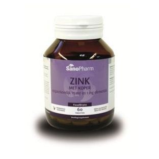 Sanopharm Zink Met Koper 15mg/1mg Tabletten 60TB
