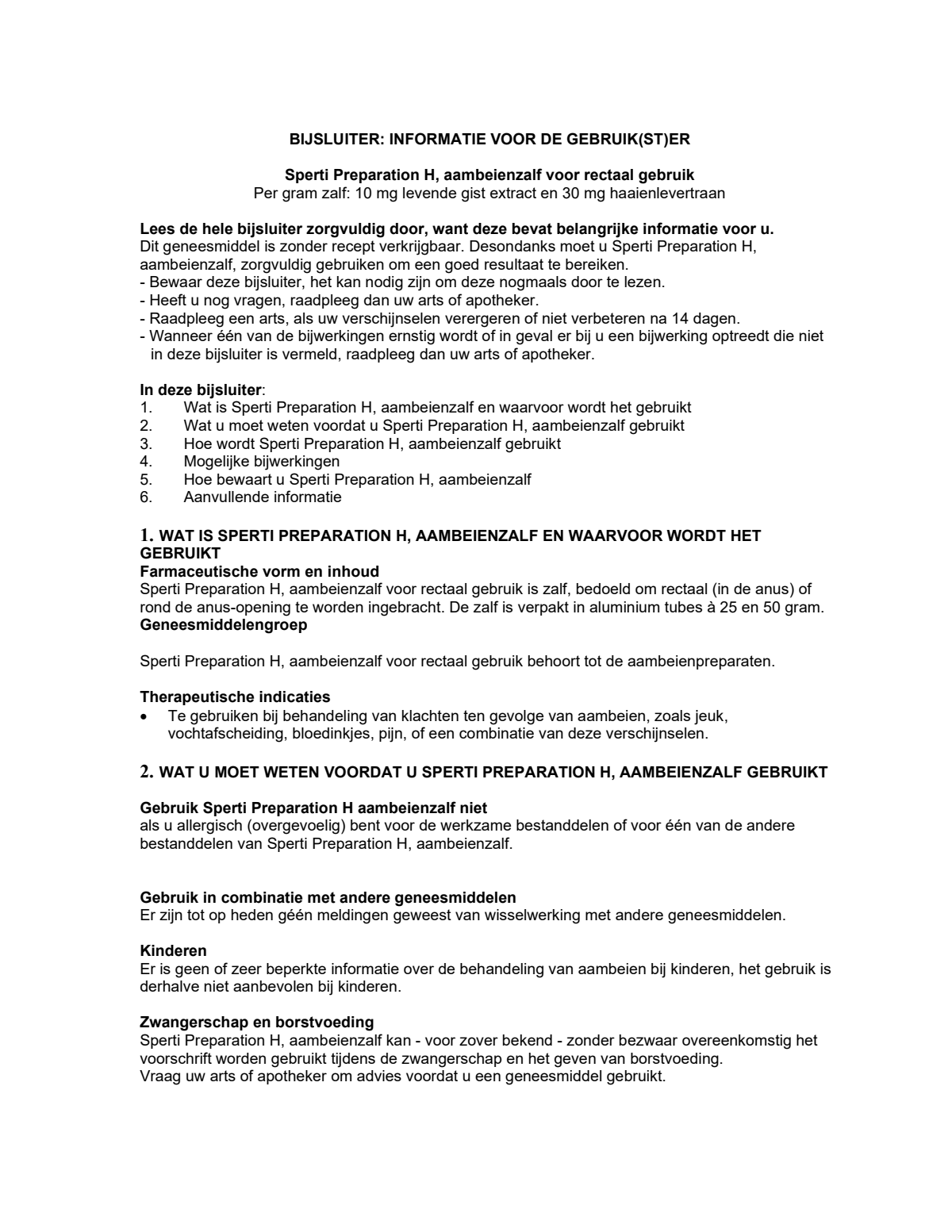Preparation H Aambeienzalf afbeelding van document #1, leaflet