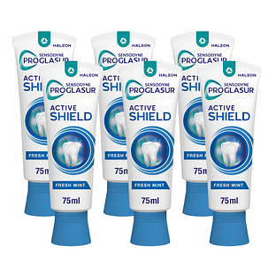 Sensodyne Proglasur Actieve Shield Fresh Mint Tandpasta Multiverpakking 6x75ML Sensodyne Proglasur Actieve Shield Fresh Mint Tandpasta Multiverpakking 6x75ML