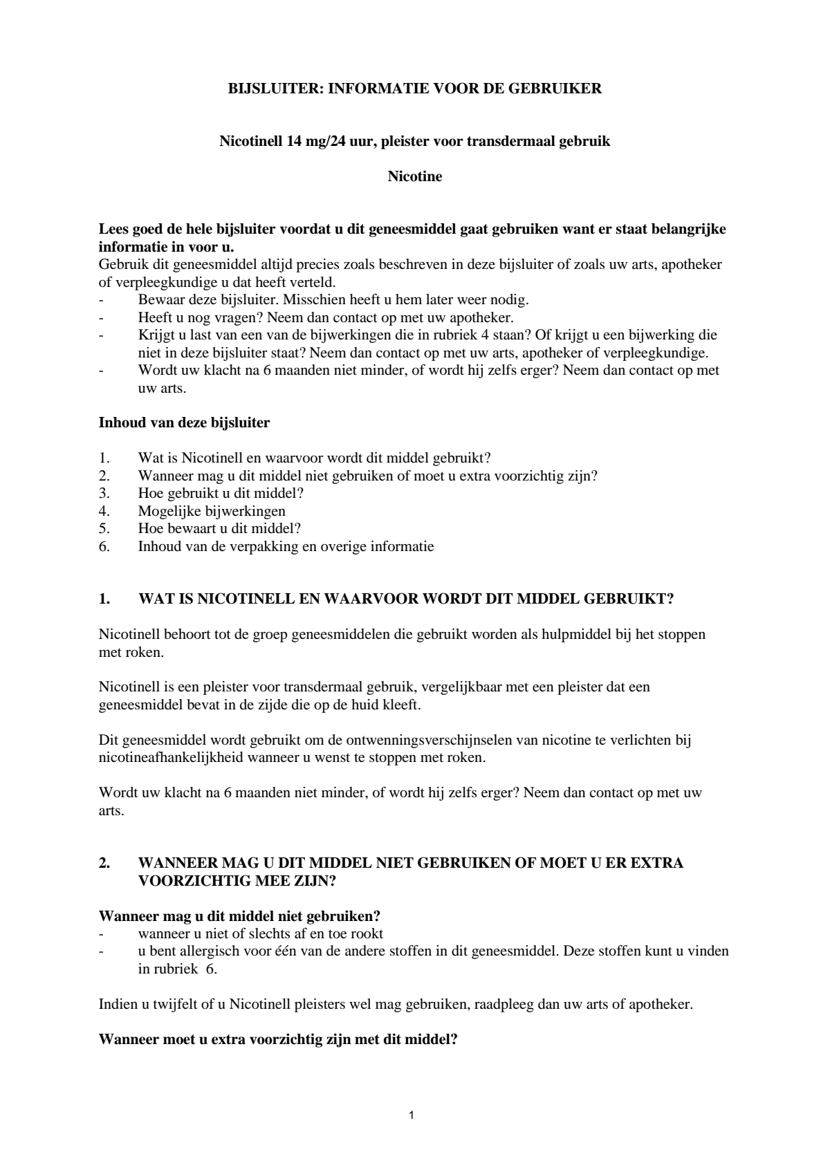 Combineer Pleister 14 mg (7st) en Zuigtablet Mint 1 mg (96st) - afbeelding van document #1, leaflet