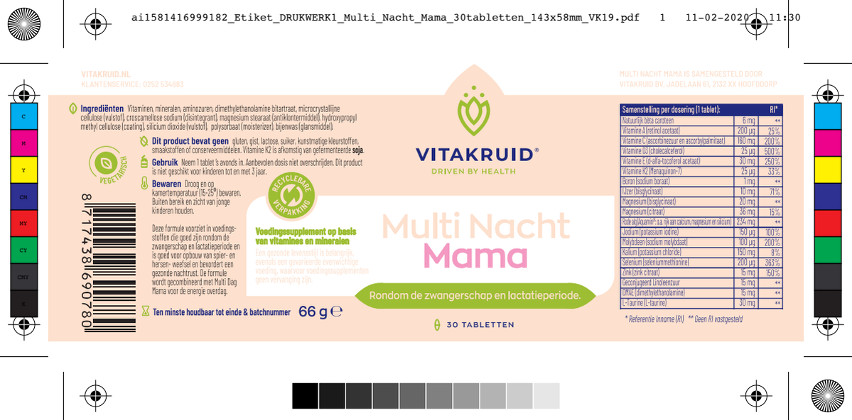Multi Dag & Nacht Mama 100% Vegan 2 x 30 afbeelding van document #1, label