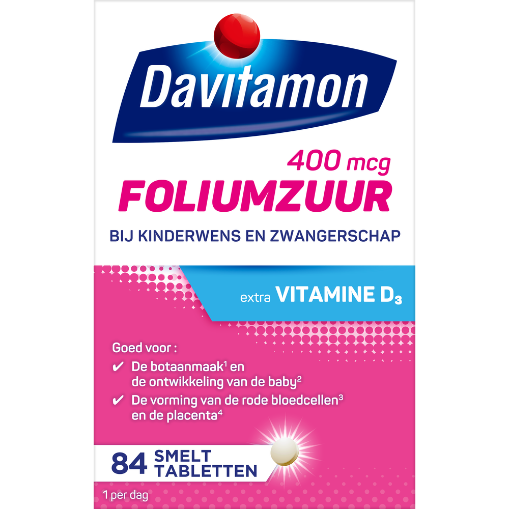 Davitamon Foliumzuur met Vitamine D3 Smelttabletten