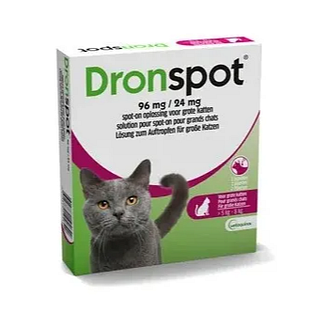 Dronspot 96mg/24mg Spot On Ontwormingsmiddel Voor Grote Katten Pipet 2ST