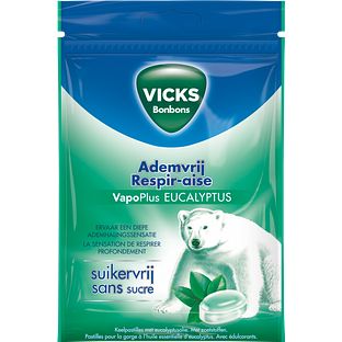 Vicks Ademvrij Eucalyptus Suikervrij 72GR Vicks Ademvrij Eucalyptus Suikervrij 72GR