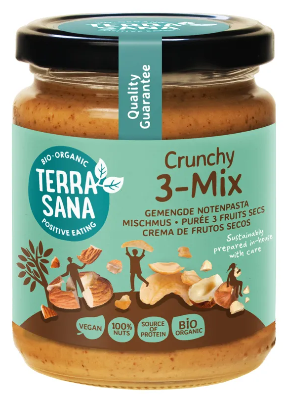 TerraSana Gemengde Notenpasta Crunchy 3-Mix