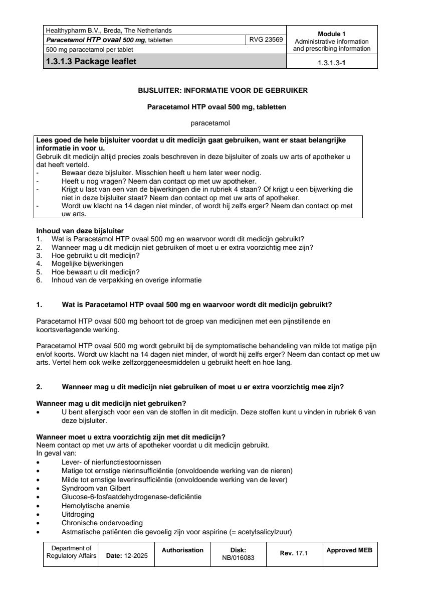 Paracetamol 500mg Caplet afbeelding van document #1, leaflet