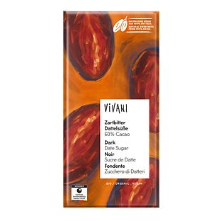 Vivani Dark Date Sugar 60% Cacao Chocolate 80GR Vivani Dark Date Sugar 60% Cacao Chocolate 80GR