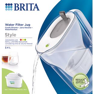 Brita Style Waterfilterkan Grijs + 1 Maxtra Filterpatroon 2,4LT