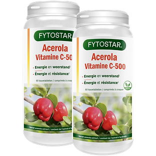 Fytostar Acerola C-500 Vitamine C Kauwtabletten - Duoverpakking 2x60KTB
