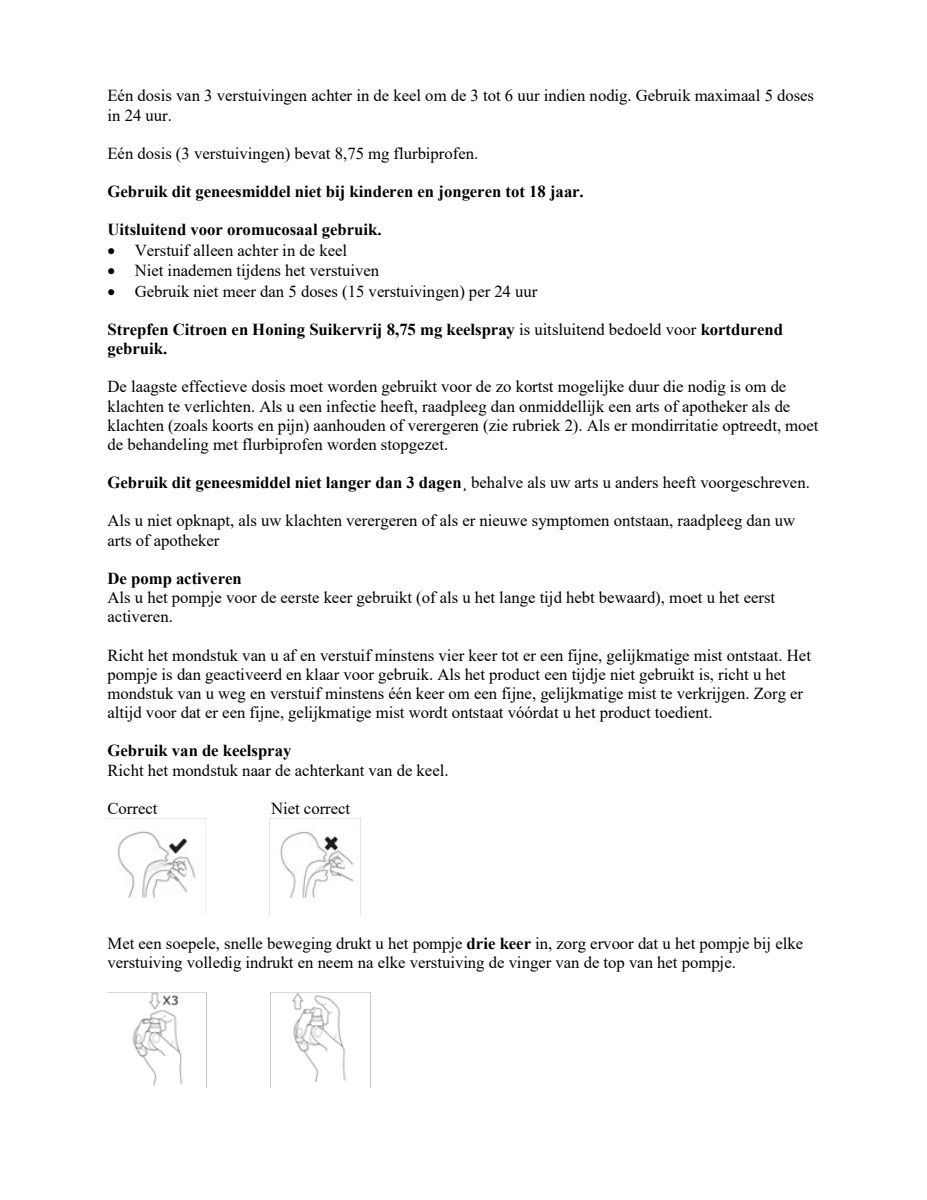 Citroen en Honing Suikervrij 8,75mg Keelspray afbeelding van document #4, leaflet