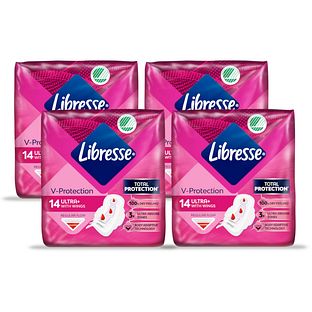 Libresse V-Protection Ultra Thin Normal Wings Maandverband Multiverpakking 4x14ST