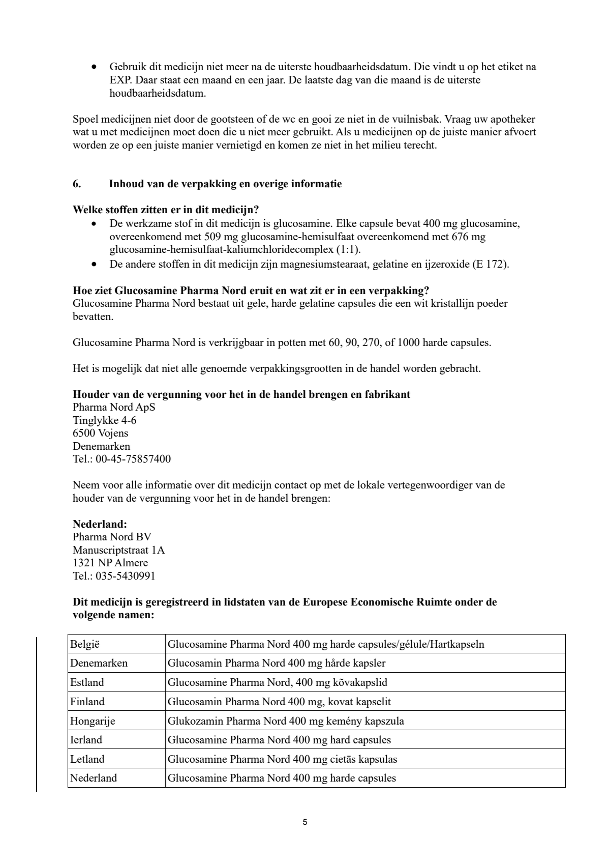 Glucosamine 400mg Capsules afbeelding van document #5, leaflet