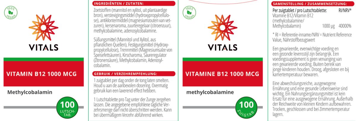 Vitamine B12 1000mcg Zuigtabletten Duoverpakking afbeelding van document #1, label