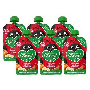 Olvarit 12m+ Banaan Kiwi Aardbei Knijpfruit 100GR Olvarit 12m+ Banaan Kiwi Aardbei Knijpfruit 100GR