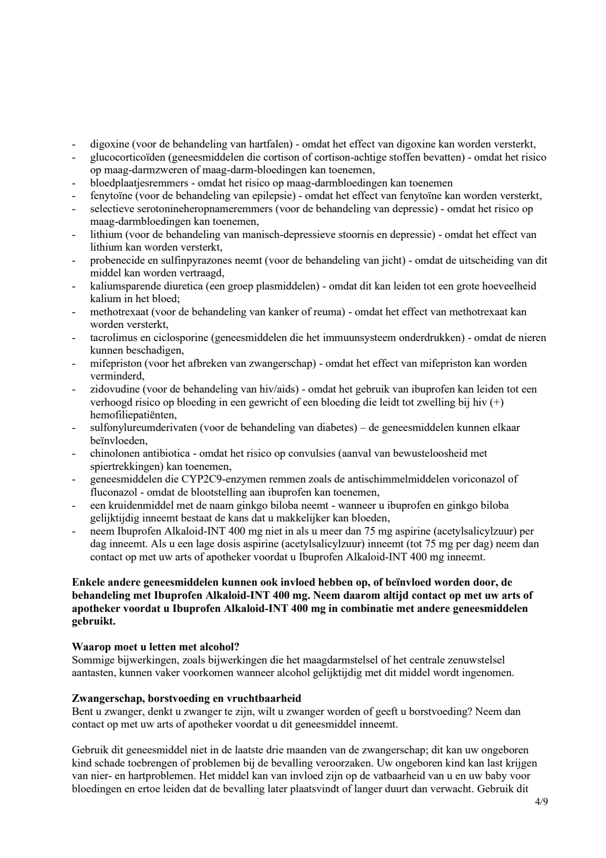 Ibuprofen (als Lysine) Sanias 400mg Tabletten afbeelding van document #4, leaflet
