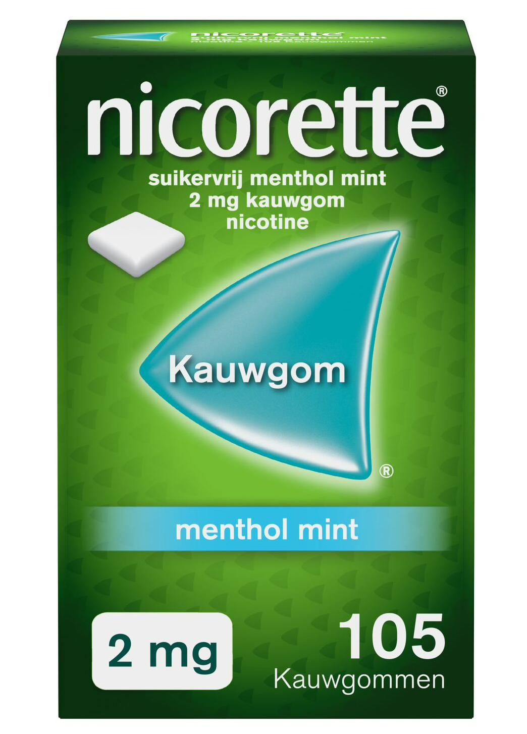 Nicorette Suikervrij Kauwgom Menthol Mint 2mg afbeelding