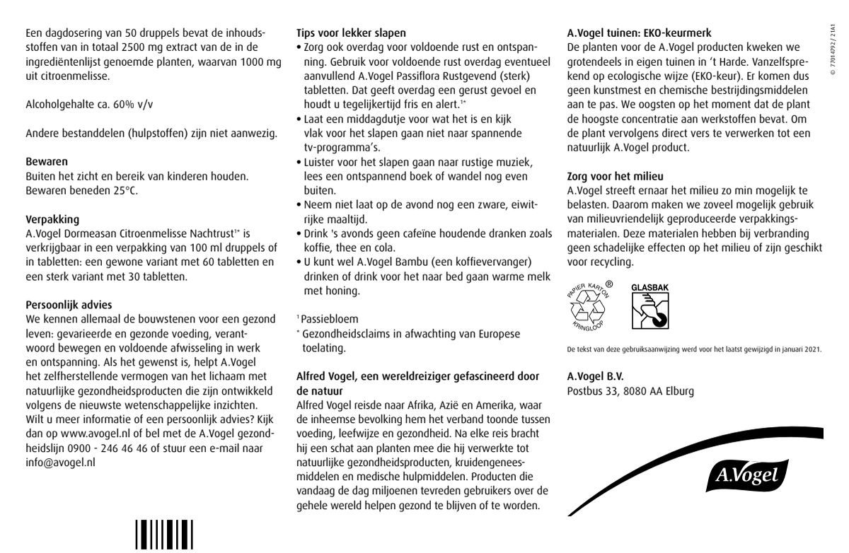 Dormeasan Citroenmelisse Nachtrust Druppels afbeelding van document #2, leaflet