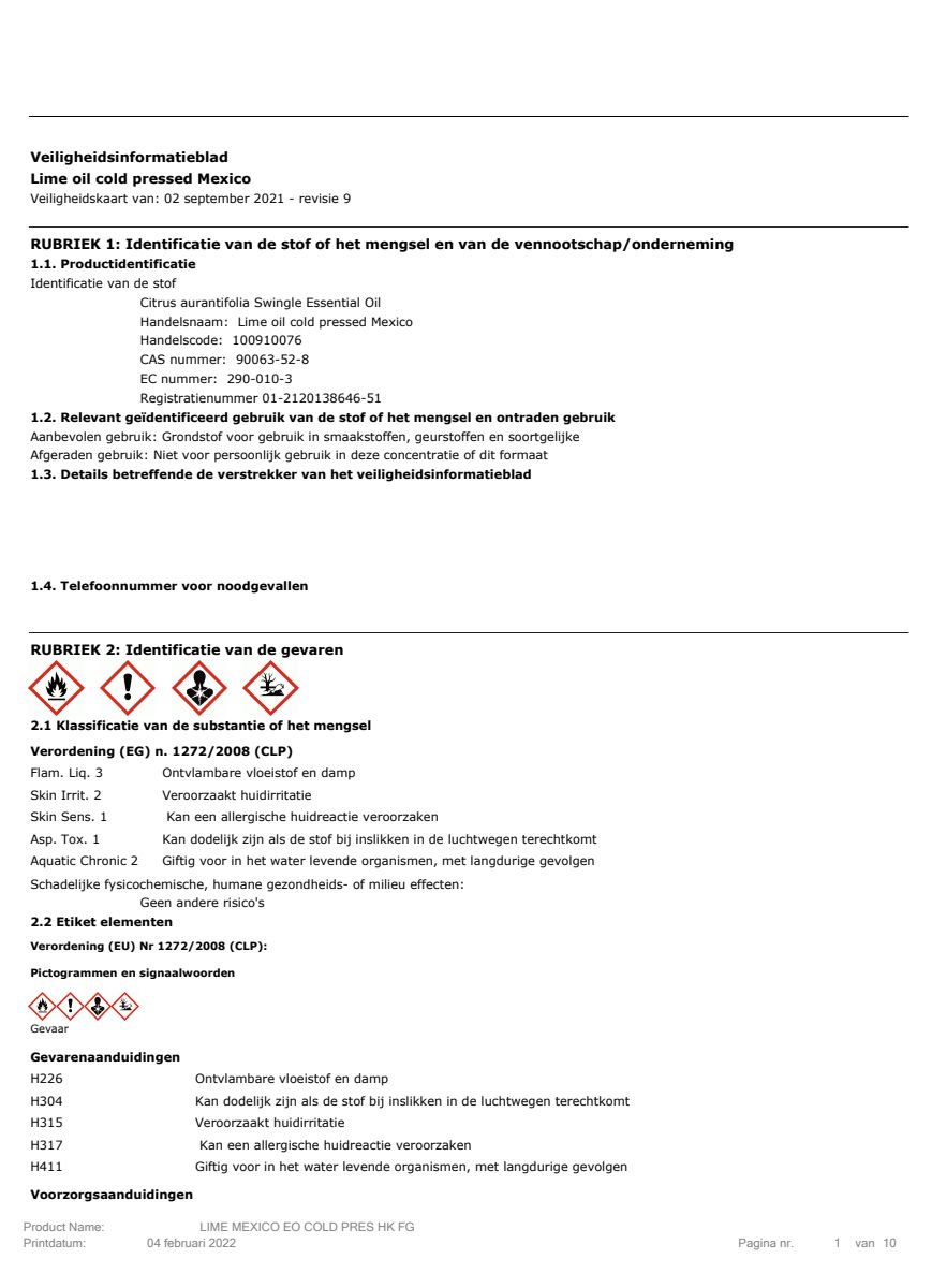 Essentiële Olie Limoen afbeelding van document #1, label