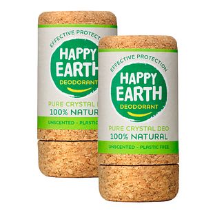 Happy Earth 100% Natural Crystal Deo Unscented Duoverpakking 2x90GR